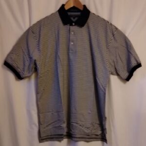 Tommy Hilfiger Black and White Striped Polo Shirt